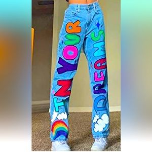 Women’s High Waisted Wide Leg Pants Straight Denim Jeans